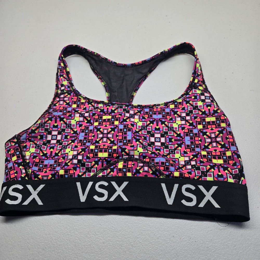 Victoria's Secret Women Sportsâ Bra Medium Geometric Pullover Racerback